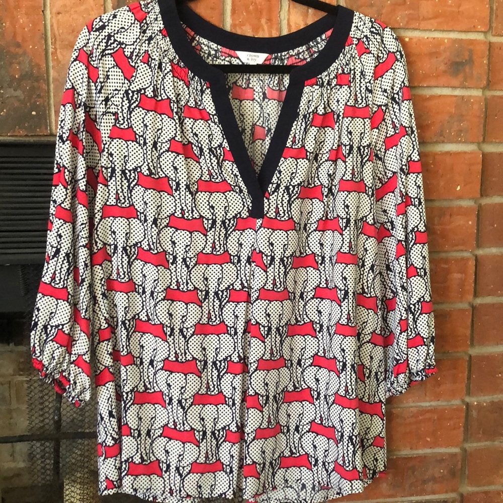 Cute elephant tunic in navy/hot pink/white